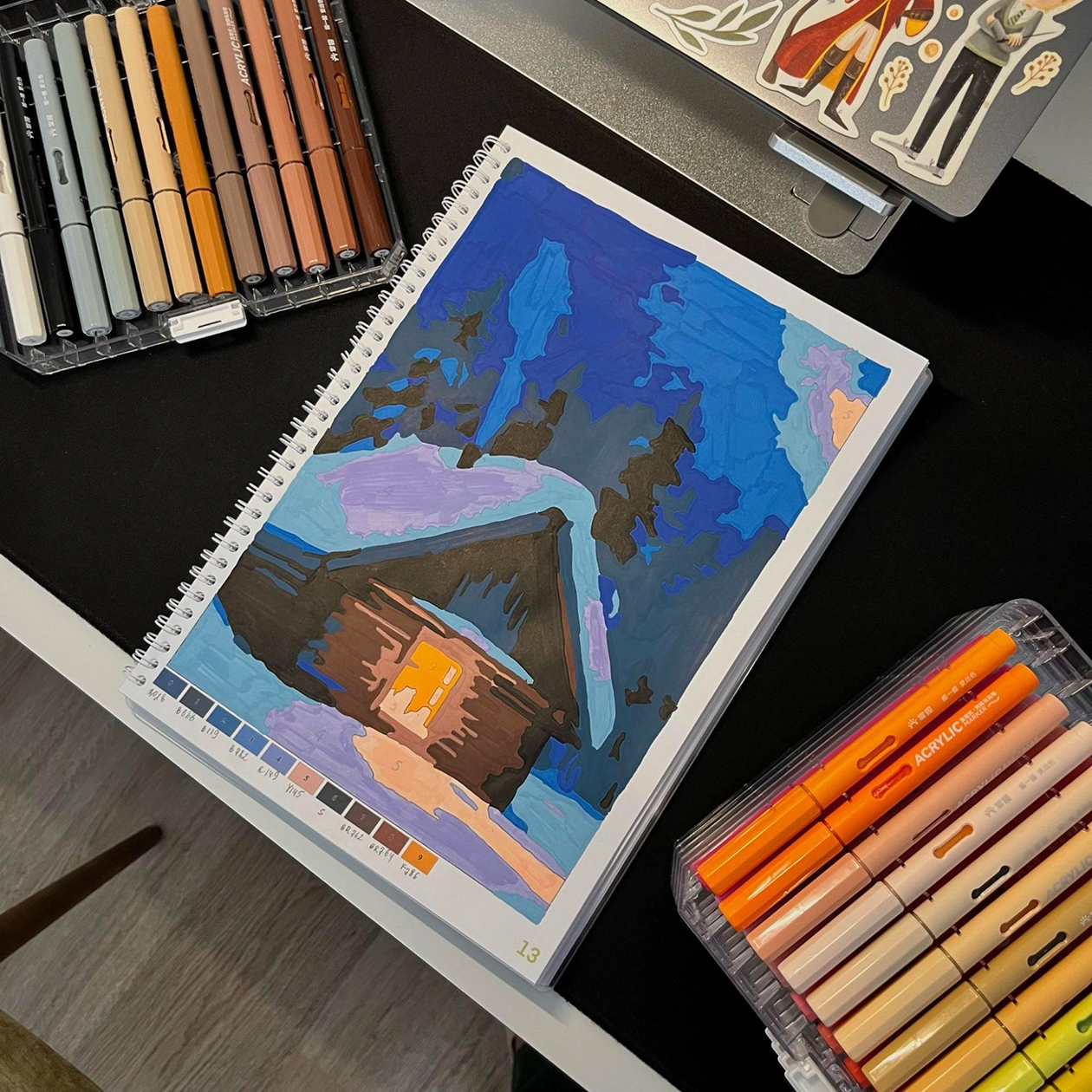 Сегодня раскрасила одну страничку примерно за час