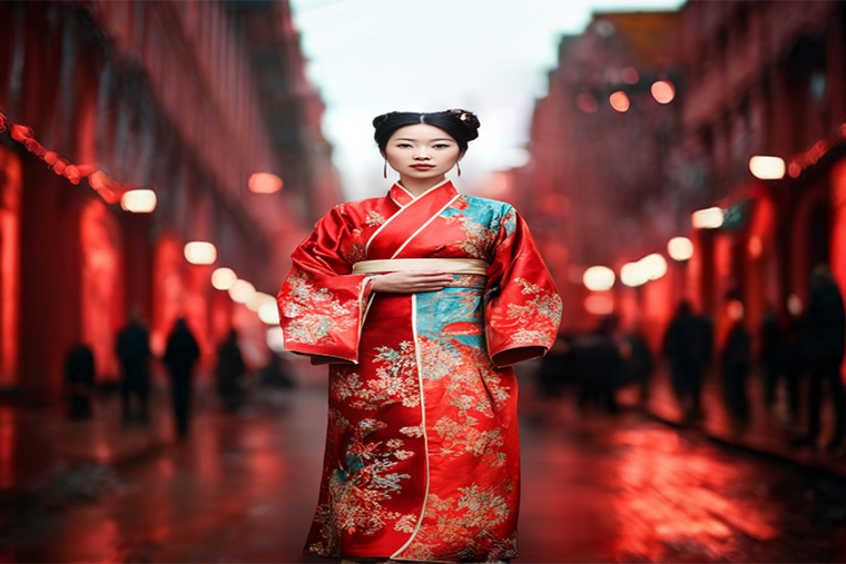 Женщина в азиатской одежде — можно прописывать что угодно