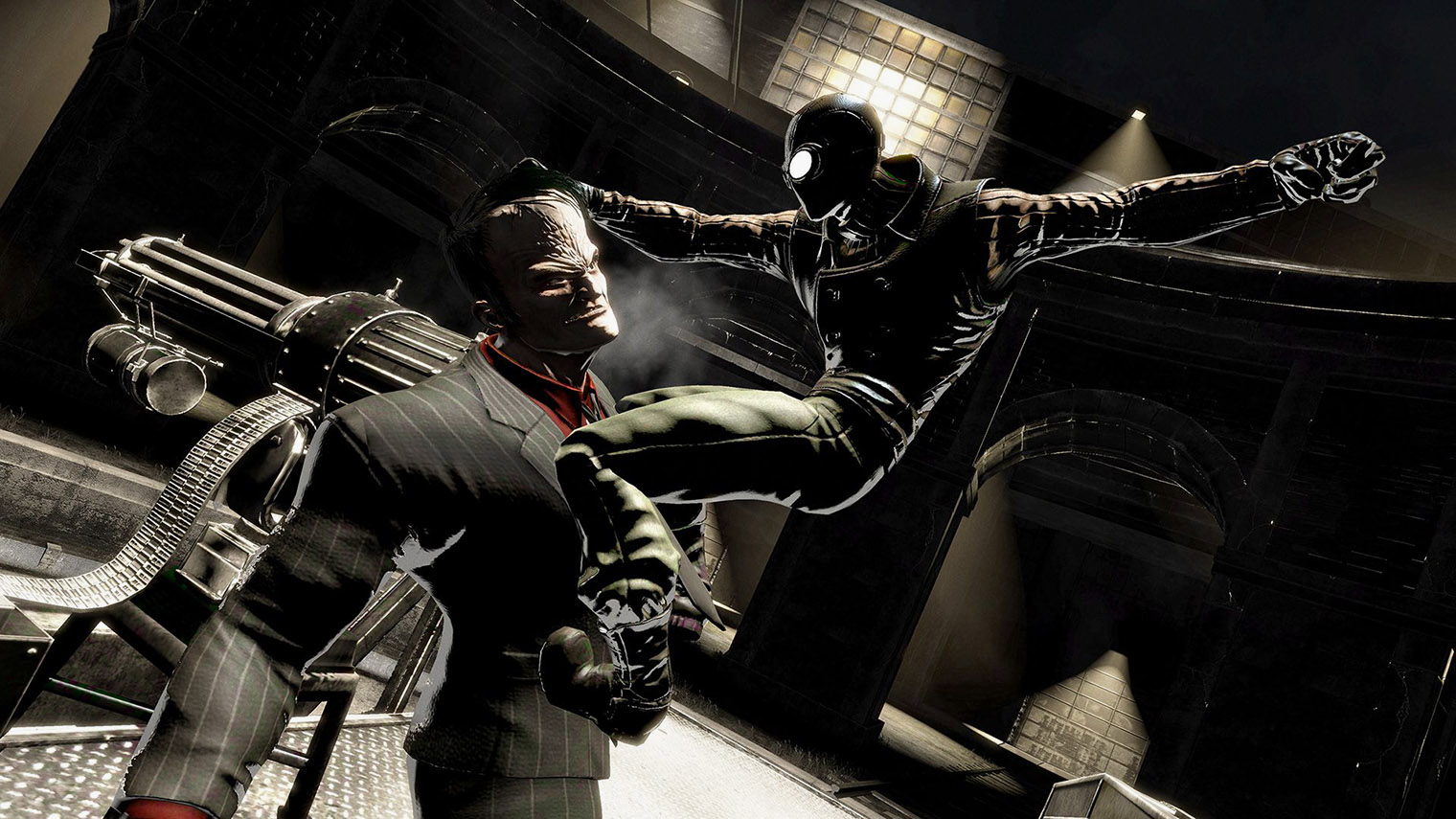 В нуарной версии Человек-паук часто полагается на скрытность, как Бэтмен в серии Batman: Arkham. Источник: Activision