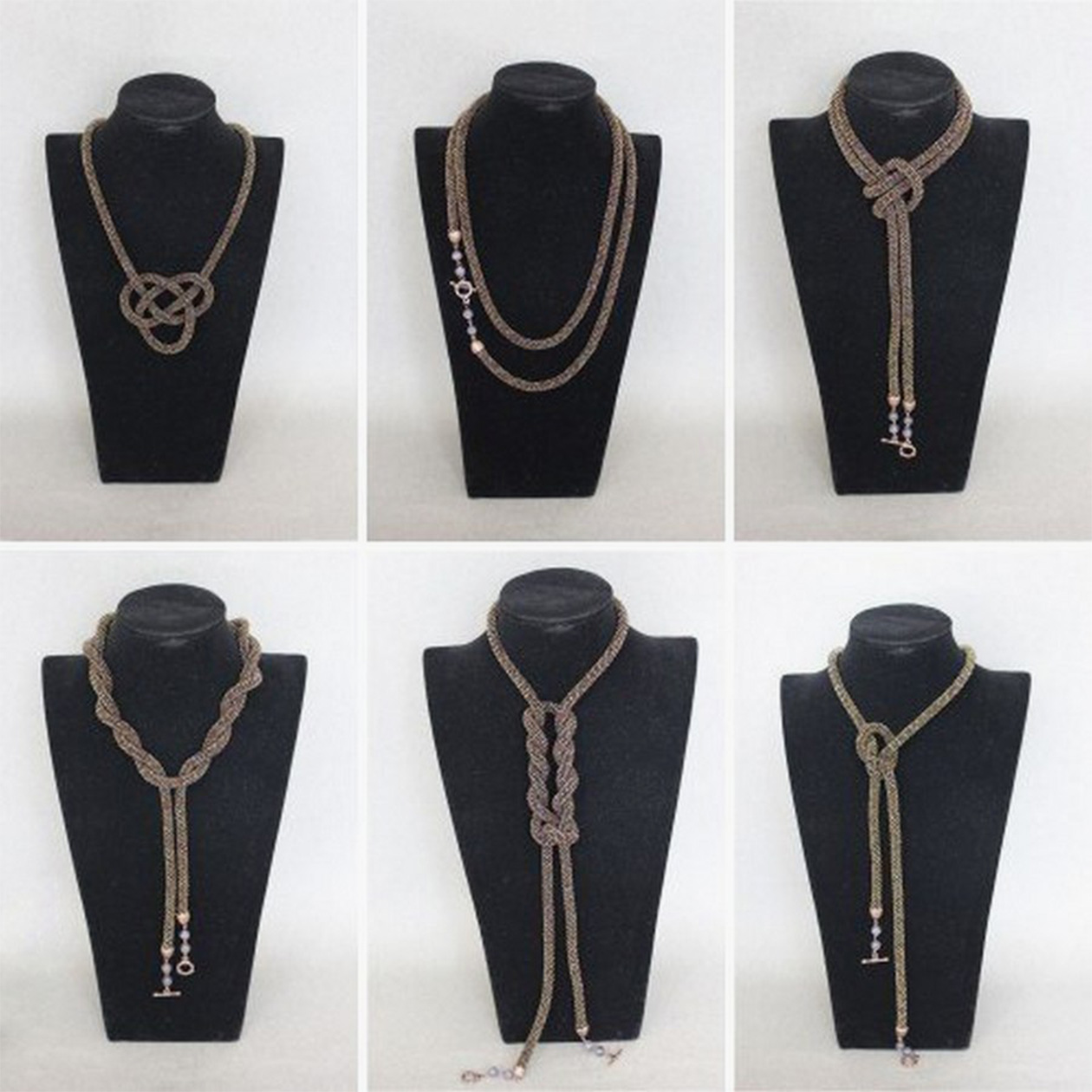 Несколько версий ношения лариатов из бисера. © pinterest.com