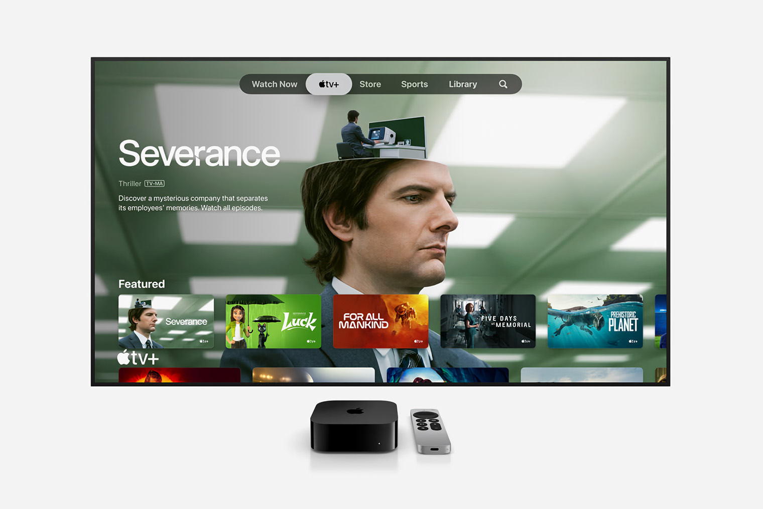 Приставка Apple TV обычно запускается сразу на экране кинотеатра Apple TV+ — но кроме него она поддерживает сотни приложений