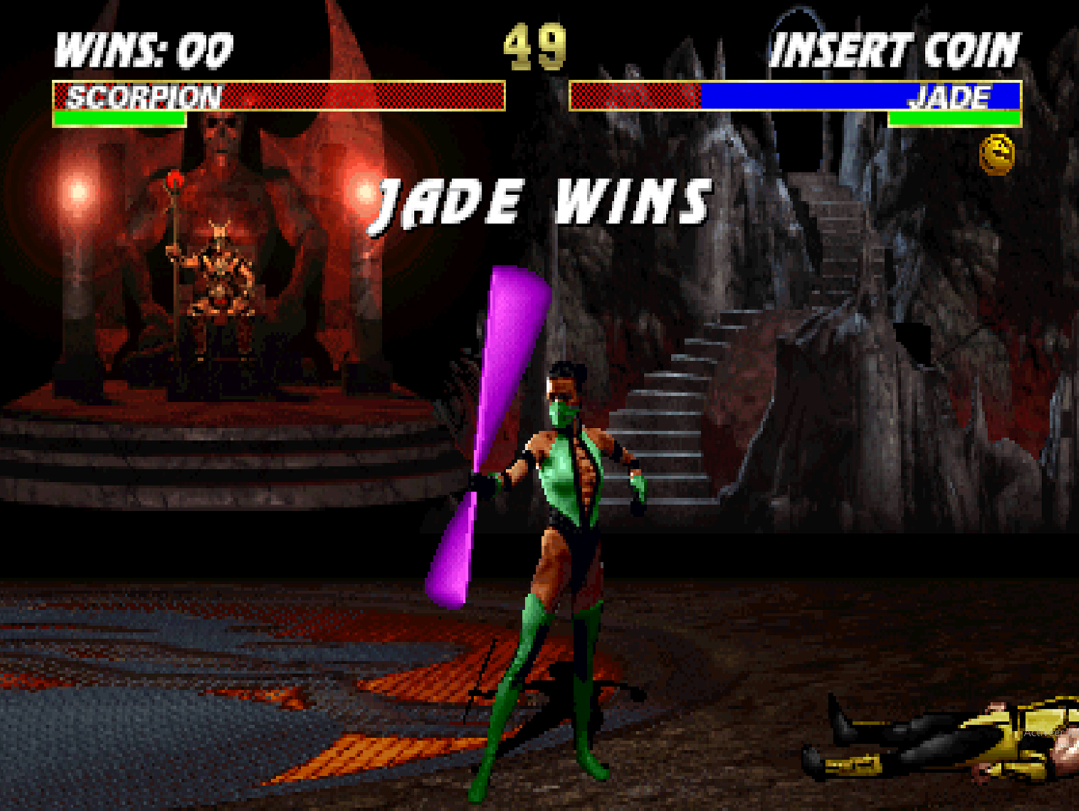 Помните это дикое комбо Джейд с палкой, да? Кадр: Midway Games