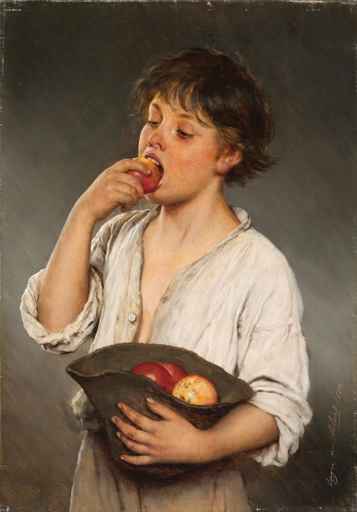 Картина дня: "Мальчик, едящий яблоко" Ойген фон Блаас, 1886