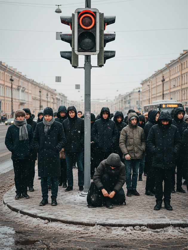 Nano Banana нарисовала ровные лица, но дома одинаковые, как и одежда