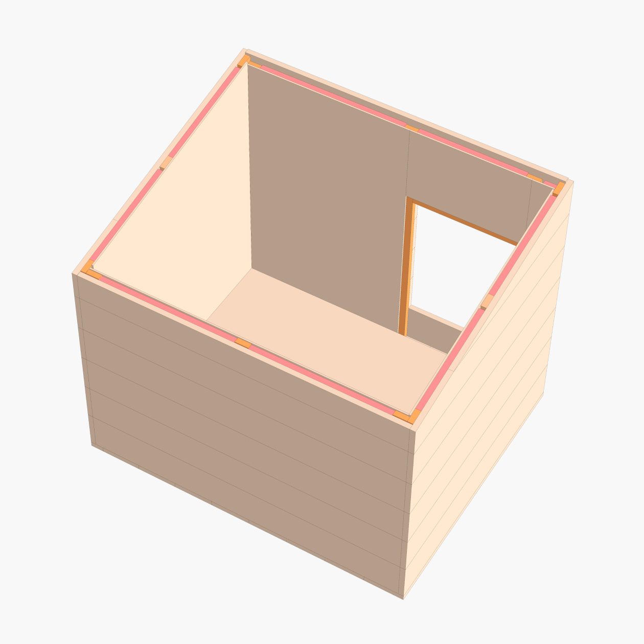 3D⁠-⁠модель обшитой изнутри будки с утеплителем