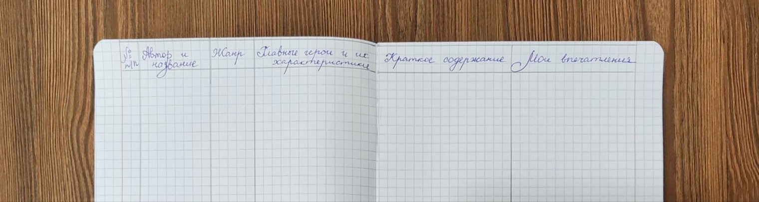 Так может выглядеть стандартно расчерченный читательский дневник для учеников младших и средних классов. © Из личного архива автора
