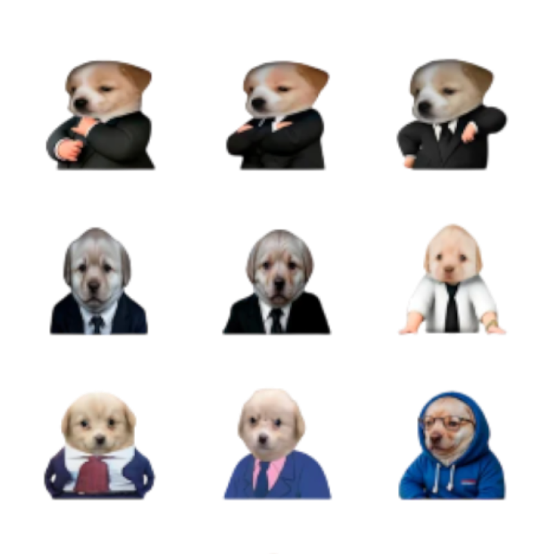 Мемные щенки в костюмах
