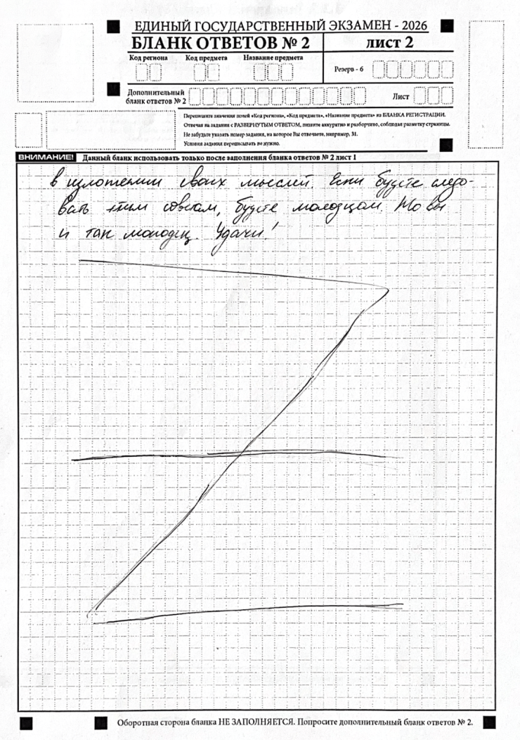 Пример заполненного бланка ответов № 2, лист 2. © obrnadzor.gov.ru
