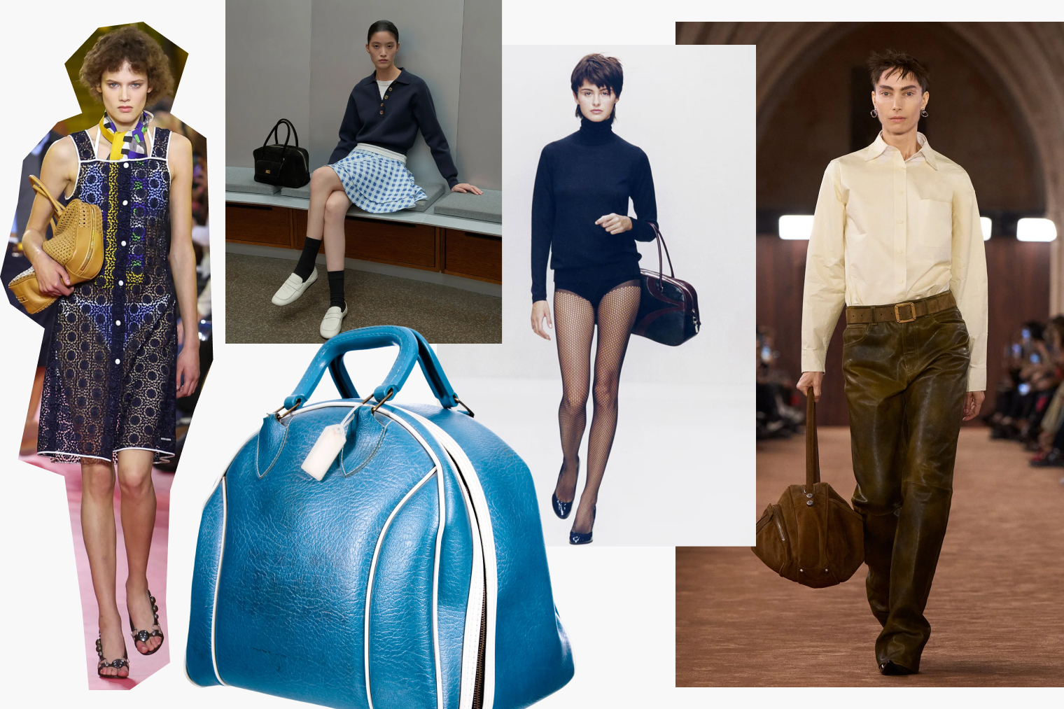 Фотографии в коллаже: Miu Miu, Acne Studios, Sandro, Prada, Darren Mower / iStock