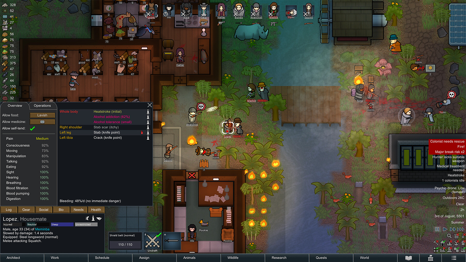 В RimWorld нет четко прописанного основного сюжета. Умный виртуальный рассказчик создает истории прямо на ходу, добавляя случайные события, катастрофы и набеги врагов. Двух одинаковых прохождений не случится. © Ludeon Studios