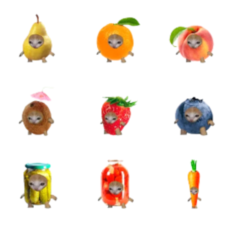 Котята в костюмах еды