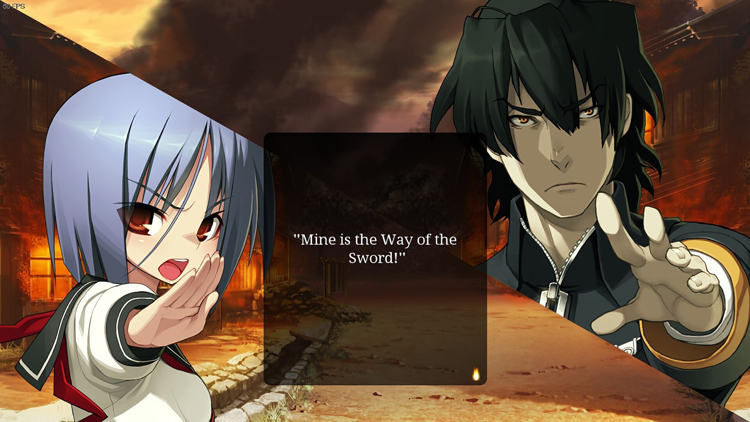 Главный идеологический противник протагониста — легендарный Масамунэ, воплощение справедливости. Только здесь это не мастер меча, а доспех, который получила в распоряжение юная максималистка. © Nitroplus