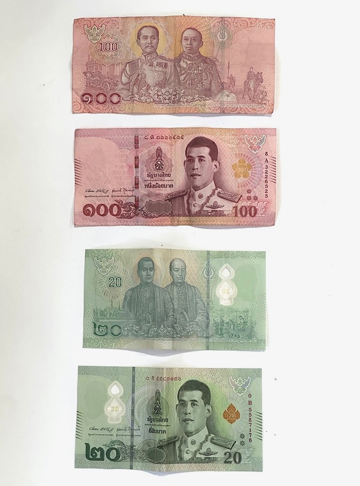 Так выглядят тайские банкноты номиналом 20 и 100 THB