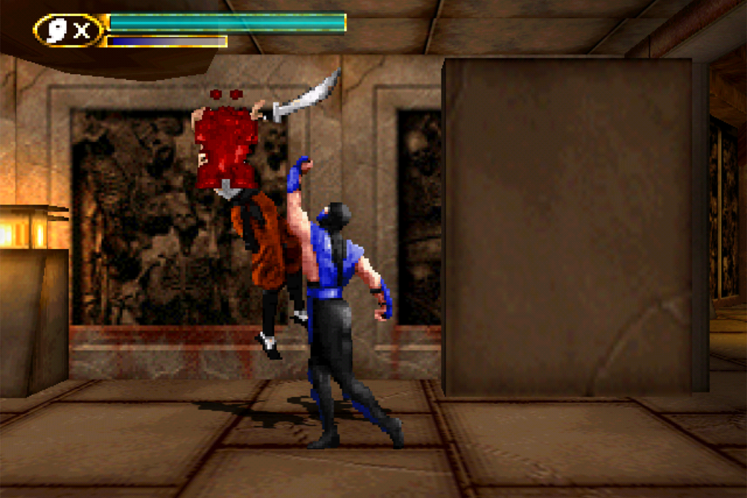 Это 2D-игра с трехмерными задниками. Зато в кат-сценах играют реальные актеры. Кадр: Midway Games