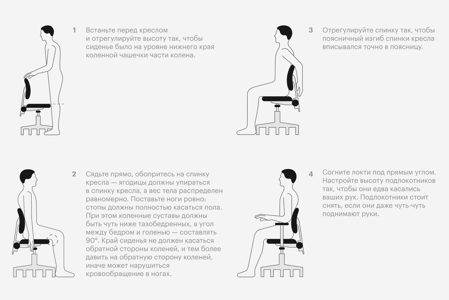 Как настроить кресло под себя. Распечатайте эту инструкцию и возьмите с собой в магазин