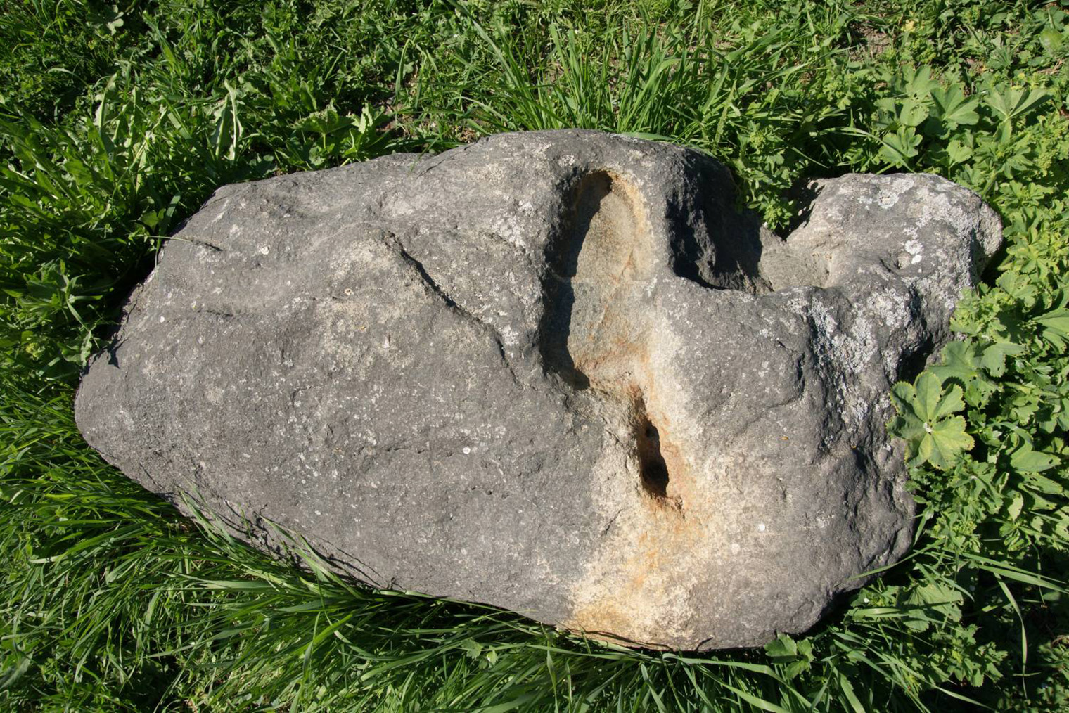 Камень-следовик с углублениями, похожими на отпечаток человеческой ступни. Фотография: azbyka.ru
