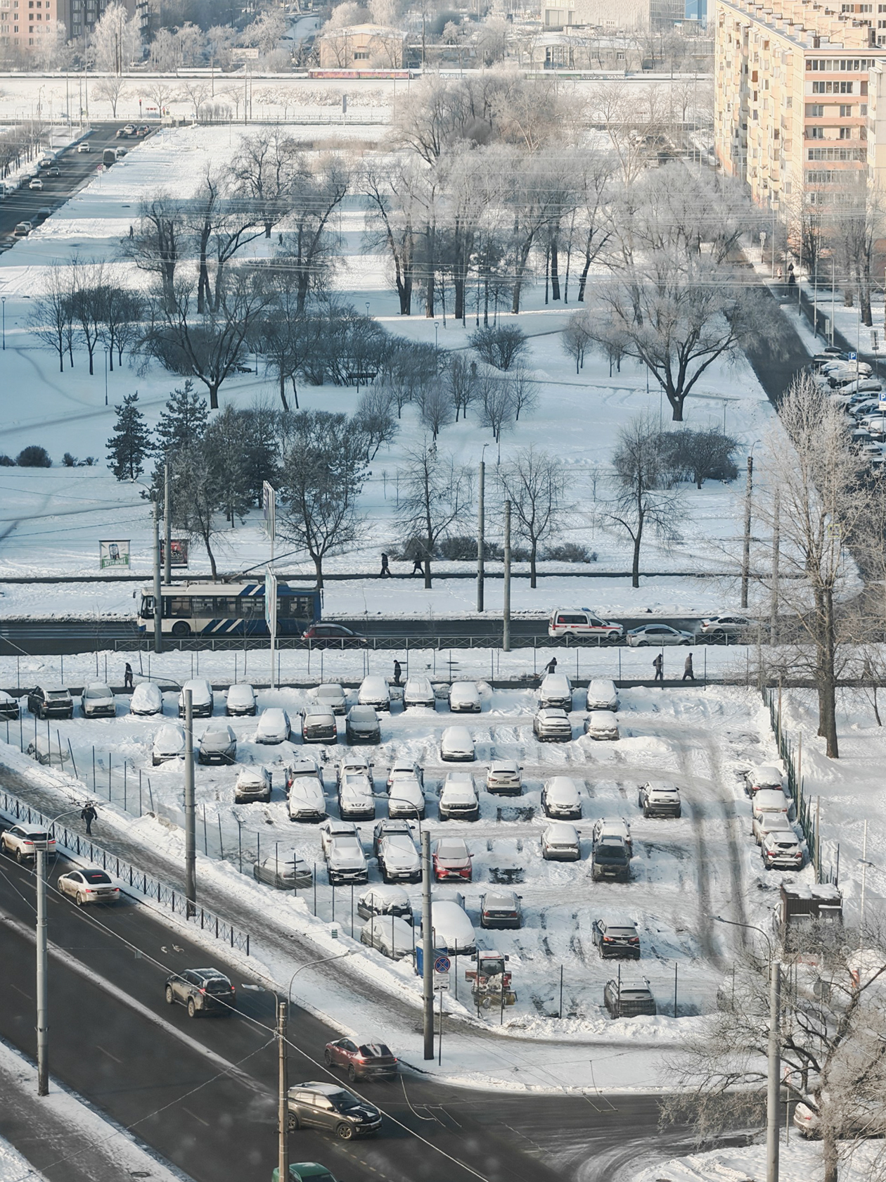 Пока ел, подумал, что надо сделать какое-нибудь фото, чтобы проиллюстрировать дневник. С фотографиями еды у меня всегда было не очень, поэтому вот вам вид из окна на парковку