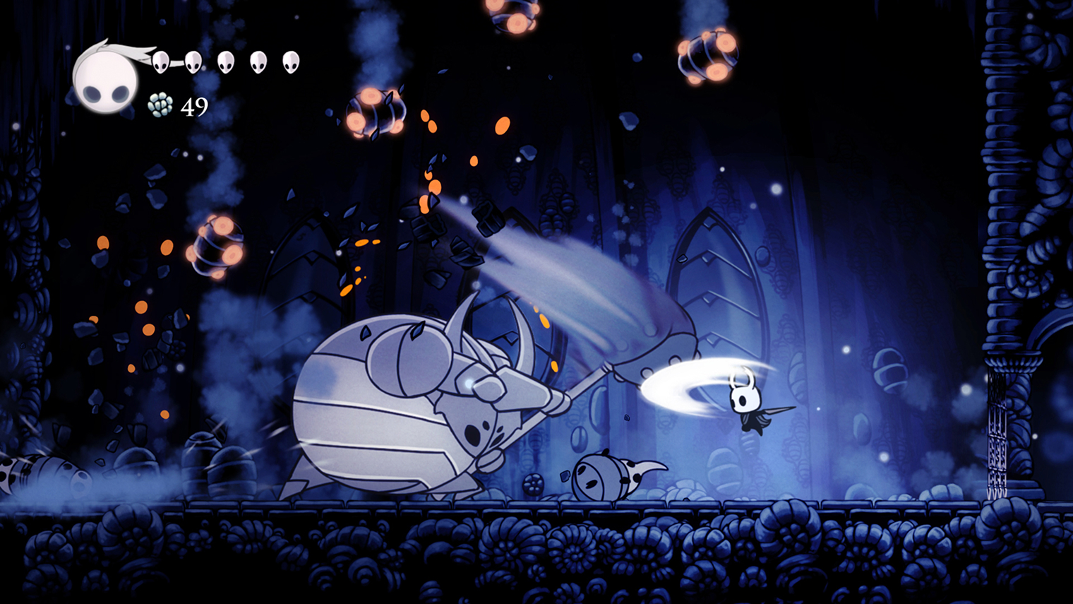Визуально Hollow Knight напоминает нарисованный от руки мультфильм. Кадр: Team Cherry