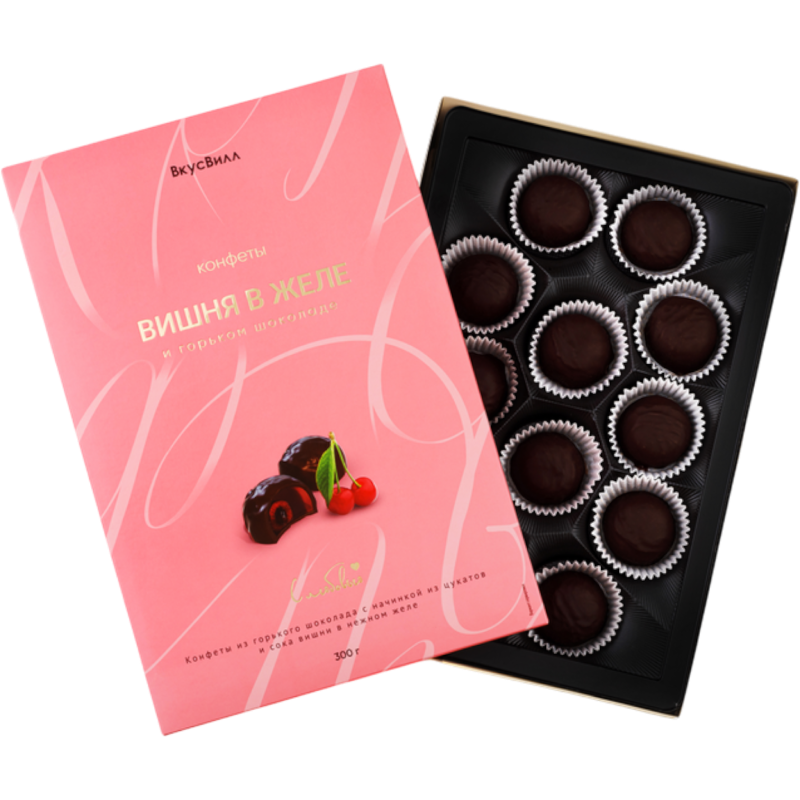 Вишня в желе и горьком шоколаде