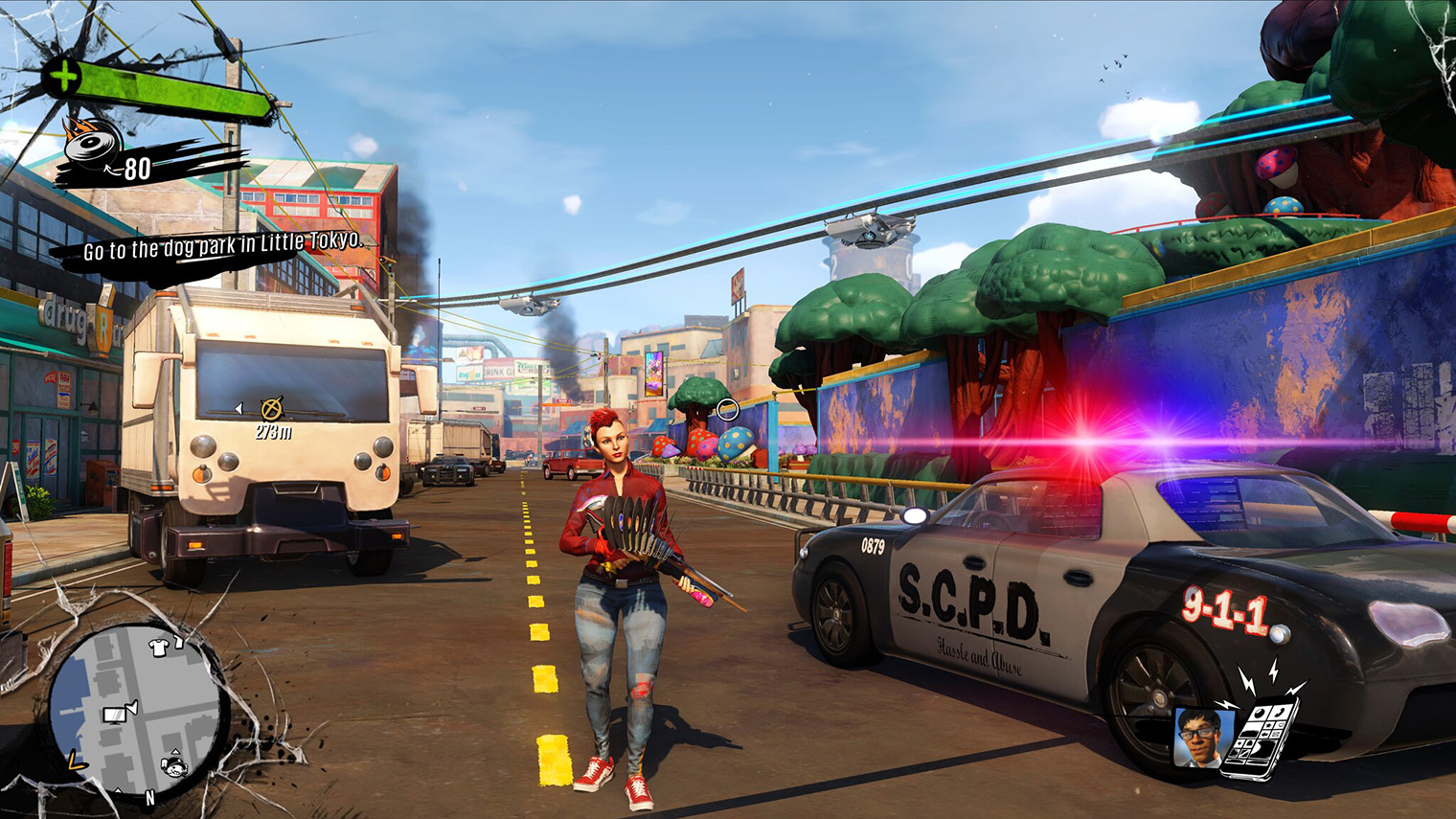 Благодаря мультяшной стилистике Sunset Overdrive за 10 лет ничуть не устарела. Кадр: Xbox Game Studios