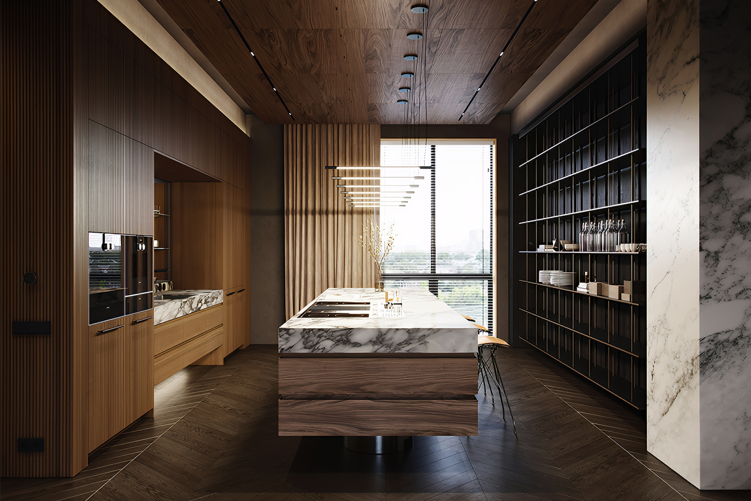 Модернизм часто комбинируют с другими стилями. Например, в этом интерьере также присутствует индустриальный стиль. © buroarc.ru