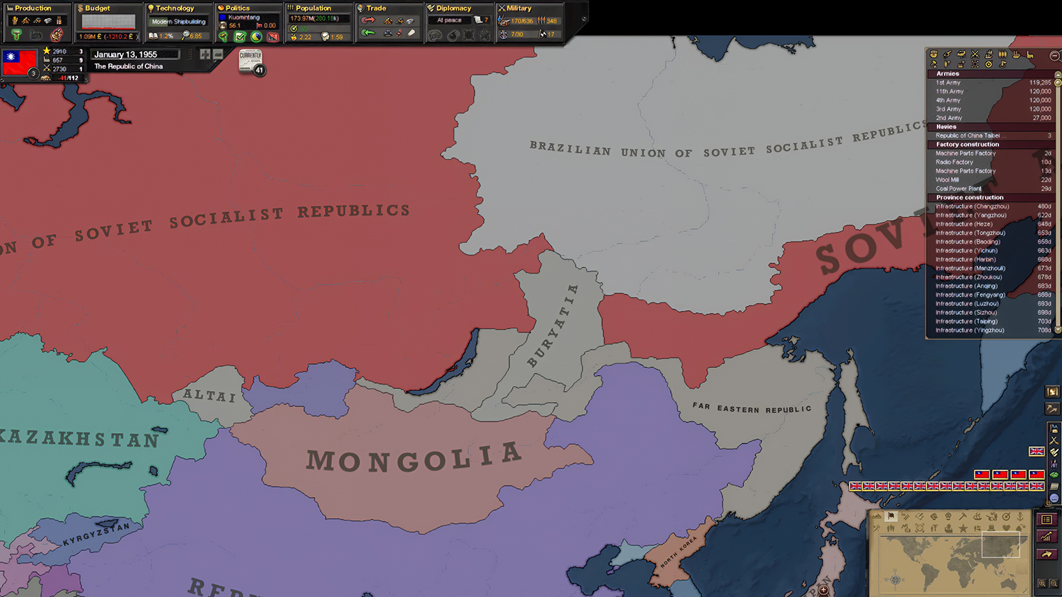Механики игр Paradox не слишком хорошо подходят для моделирования холодной войны. Поэтому временами там все выглядит проклято — как, например, Якутия в составе Бразильского СССР. © Модификация Cold War Enhancement для Victoria 2