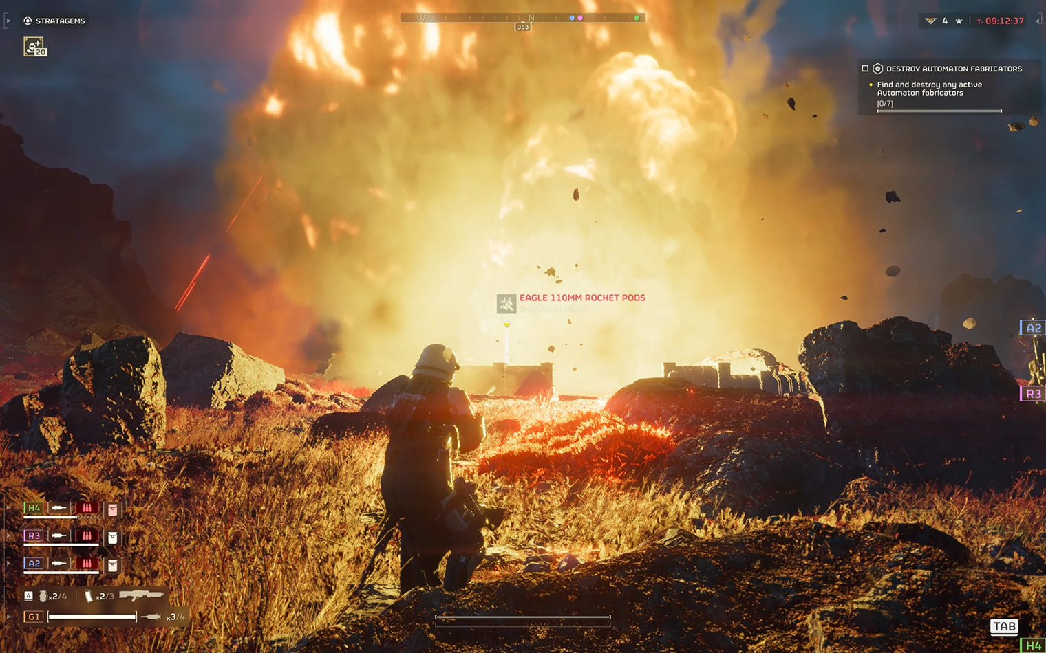 Взрывы, хаос и пальба — самый обычный эпизод в мире Helldivers 2. © Sony Interactive Entertainment