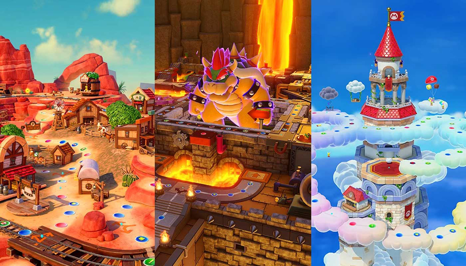 Здешние поля — не плоские куски картона, а целые мини-миры. Кадр: Nintendo