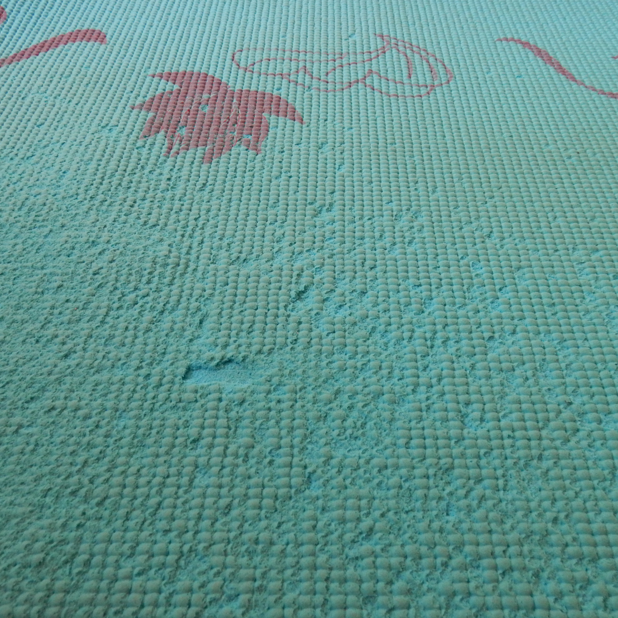 Так выглядел мой коврик из ТПЭ: материал частично раскрошился, грязь перестала отстирываться