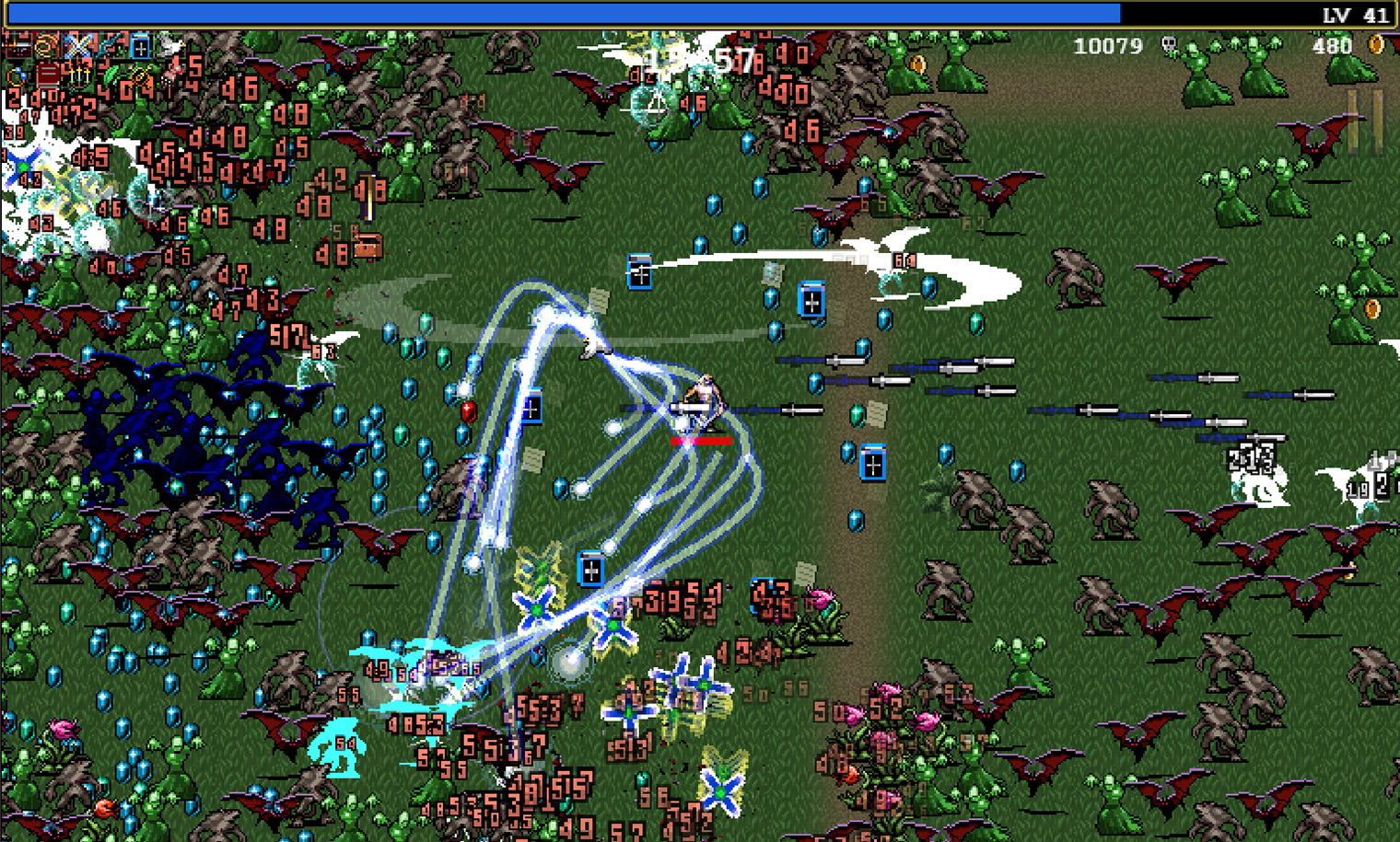 На экране во время игры в Vampire Survivors происходит такая неразбериха. © Poncle