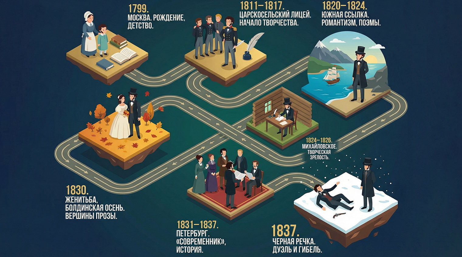 Примерная биография Пушкина