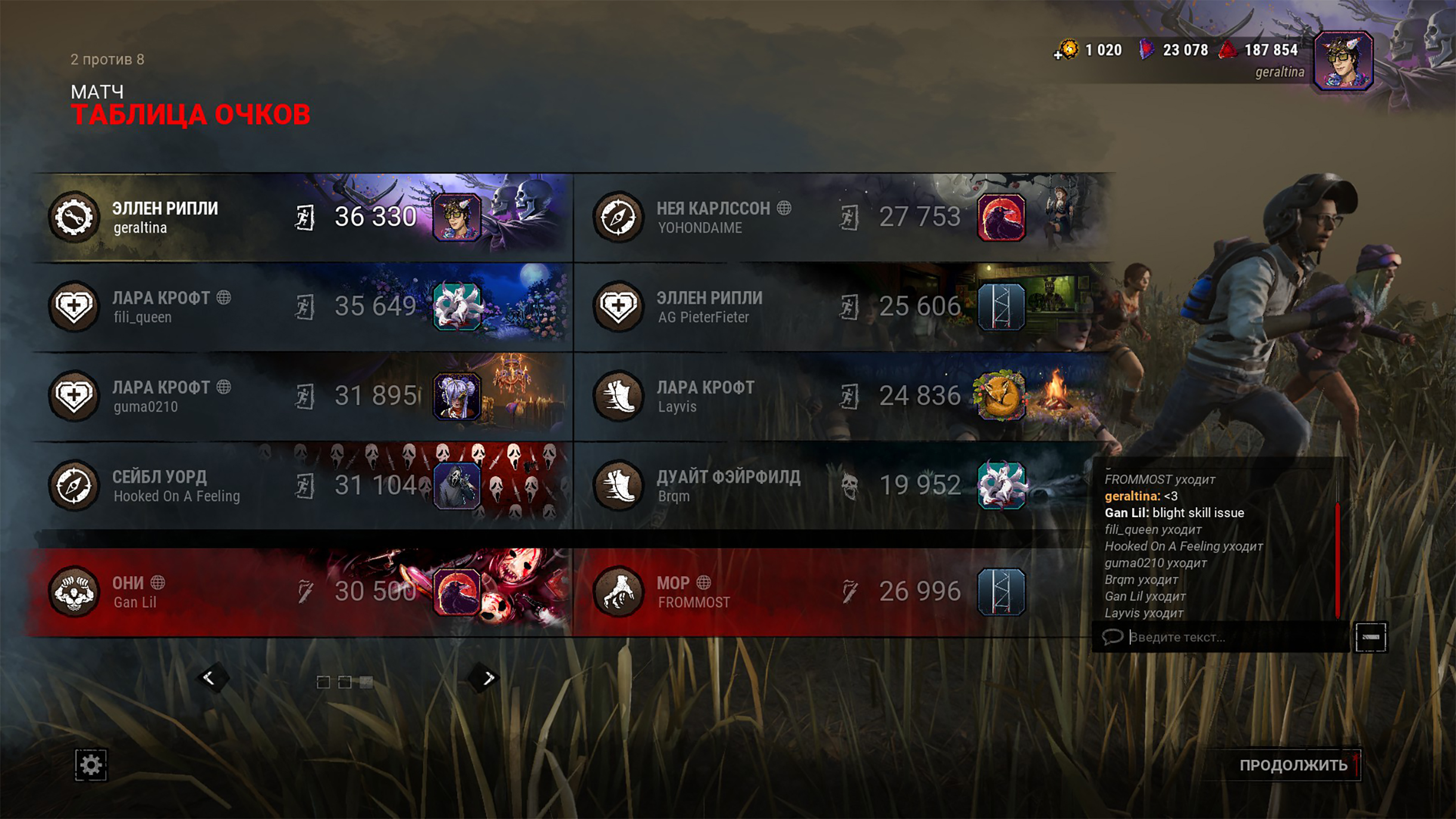 Типичные переписки после матча в чате — кто-то написал Мору, что тот плохо играл. Кадр: Behaviour