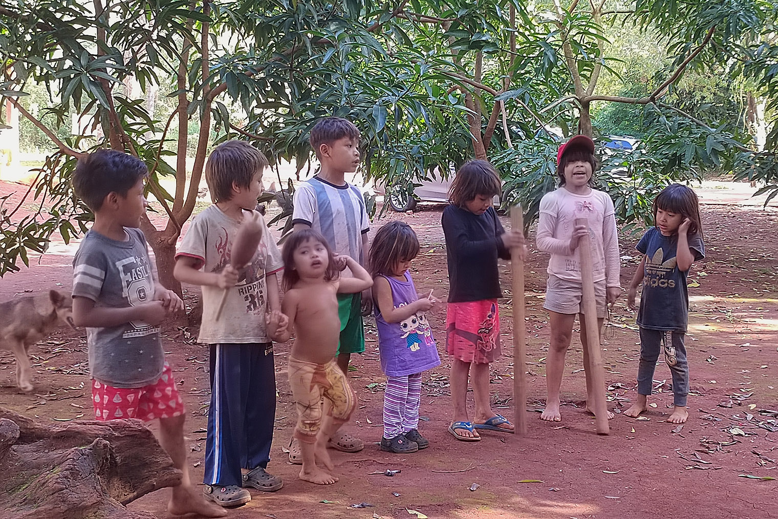 Дети гуарани исполнили нам приветственный танец и спели песню. За это они попросили символическую плату. Их родители в большинстве своем работают в городе, но и туризм приносит хотя и маленький, но все же доход