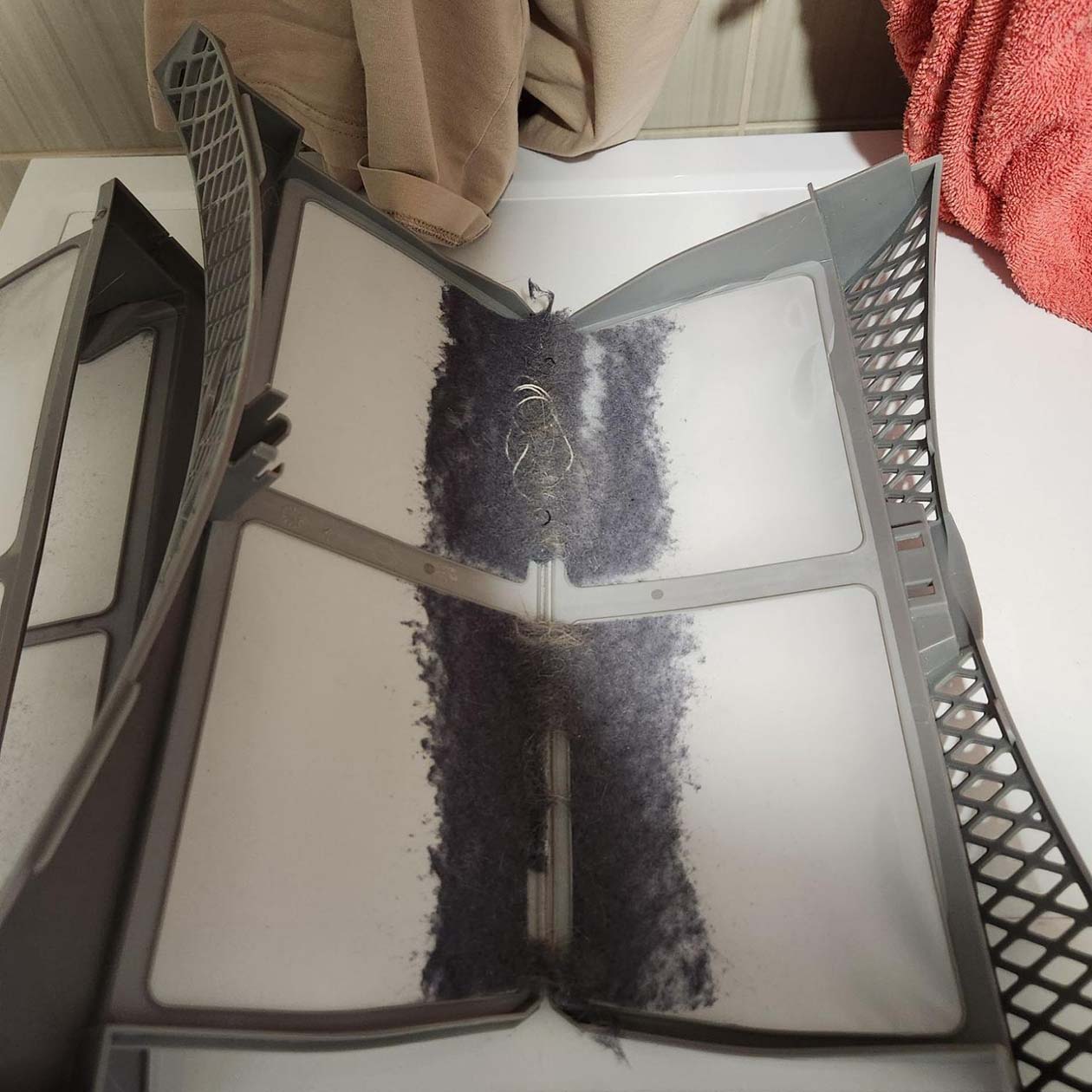 Столько шерсти и пыли собрала сушилка