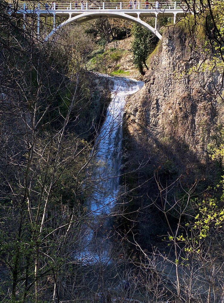 В Тбилиси много небольших водопадов, некоторые находятся прямо у дороги. Это водопад в ботаническом саду