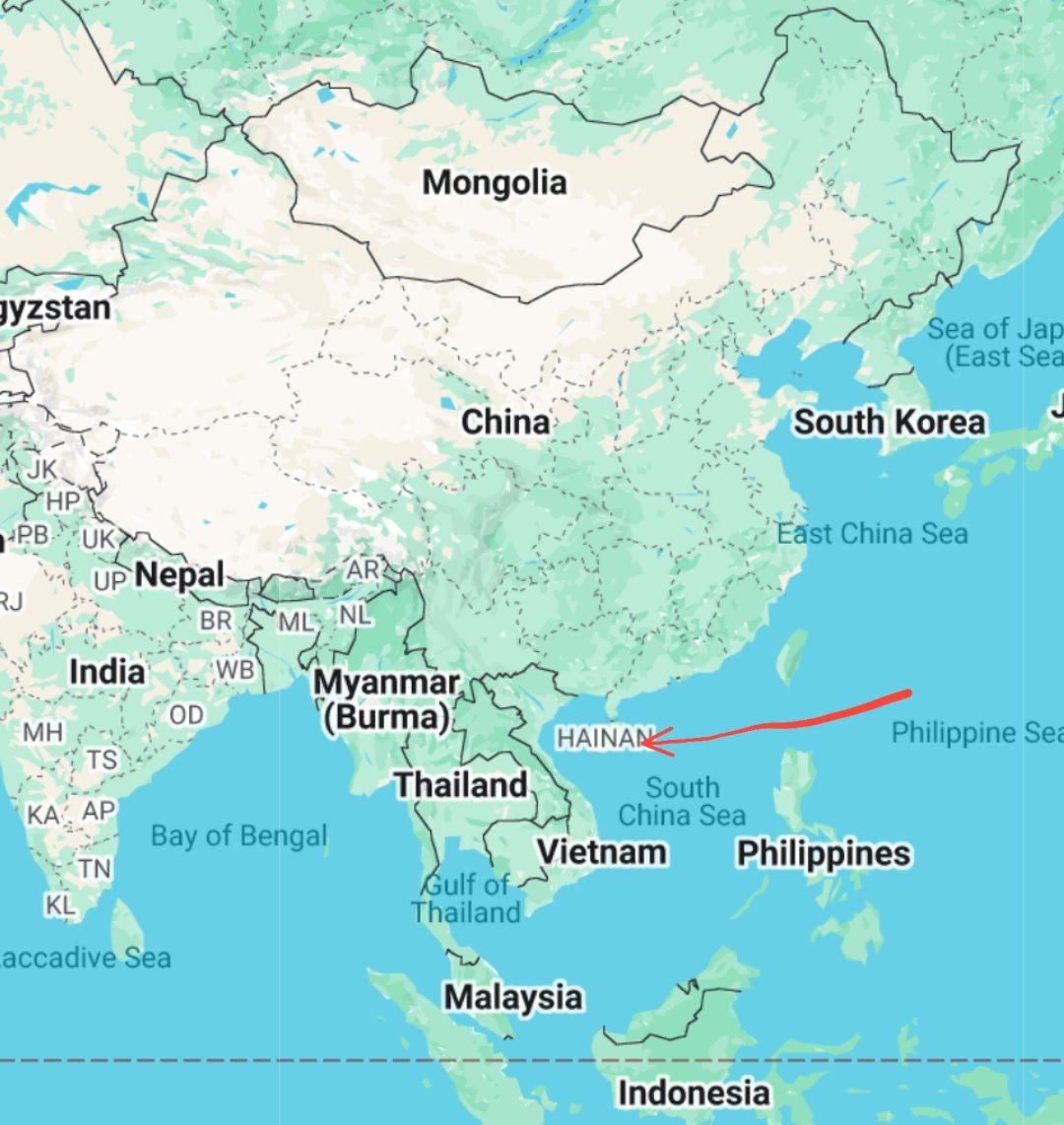 Город Хайкоу на карте мира