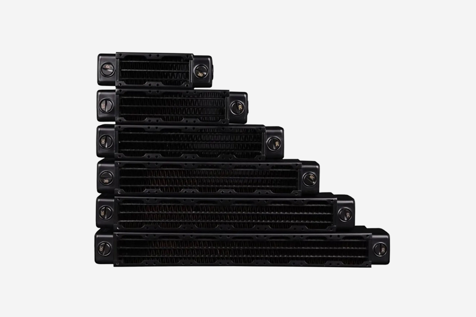 Сверху вниз — 120 мм, 140 мм, 240 мм, 280 мм, 360 мм и 420 мм