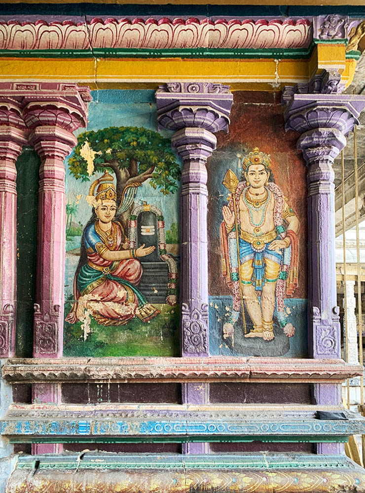 Фреска с Шивой и Парвати в храме Экамбарешвар