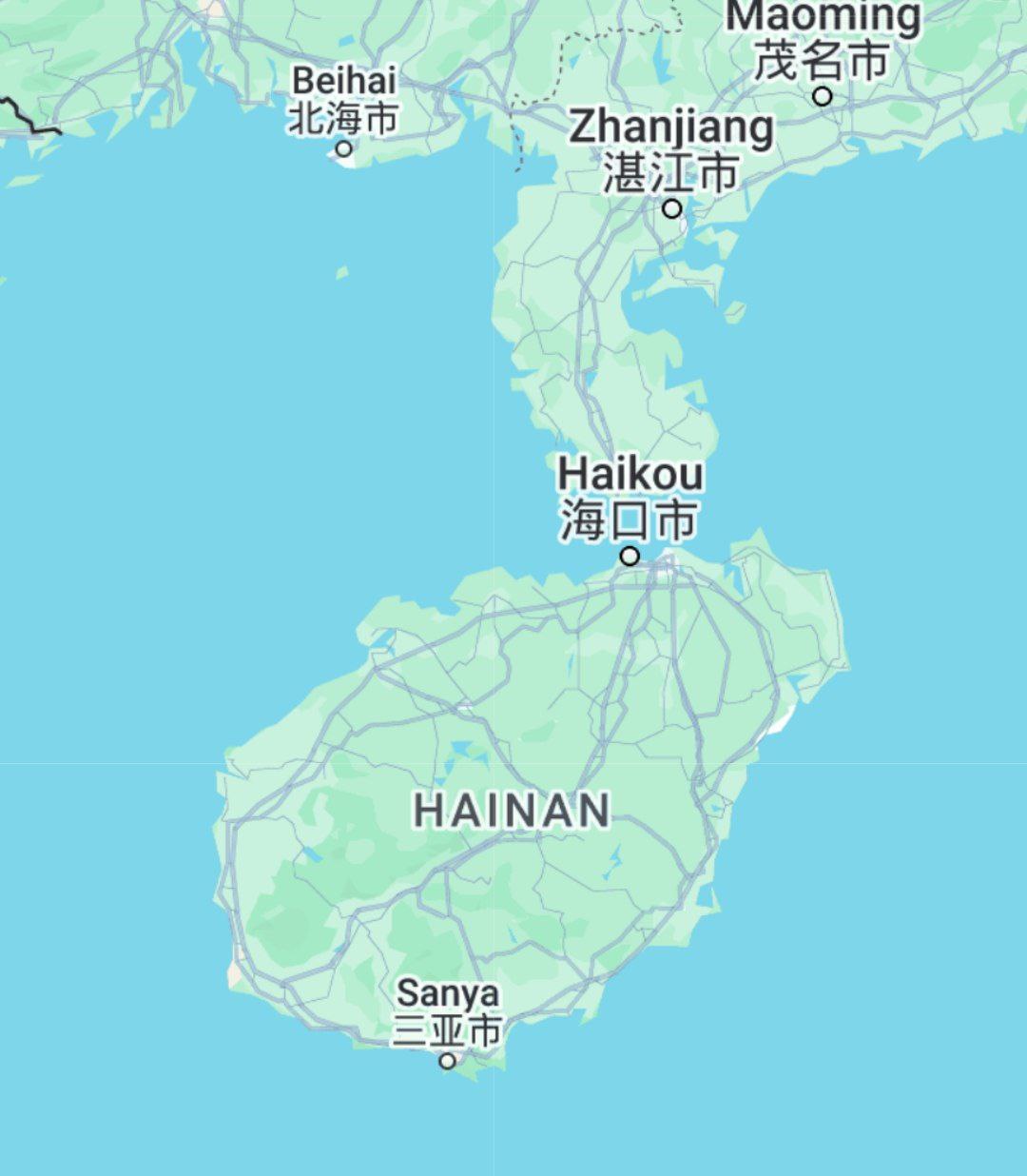 Город Хайкоу на карте мира