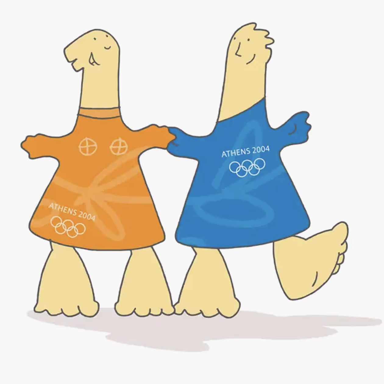 Феб и Афина — редкий пример, когда в качестве олимпийского талисмана изображали людей. Пусть на настоящих они и не очень похожи. Источник: olympics.com