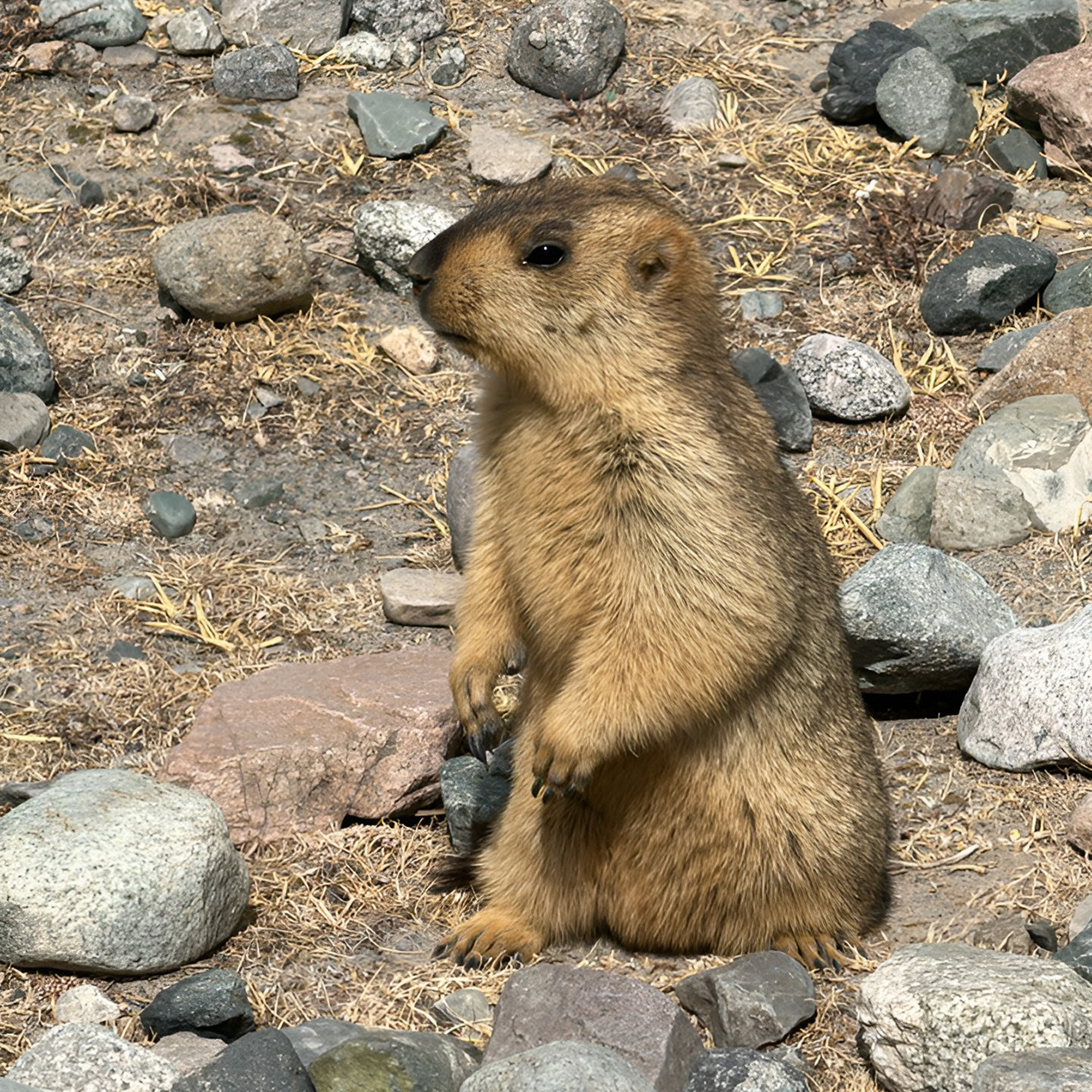 Монгольский сурок — по-научному marmota sibirica. Эти пушистые добряки часто выходят на дорогу — посмотреть на паломников