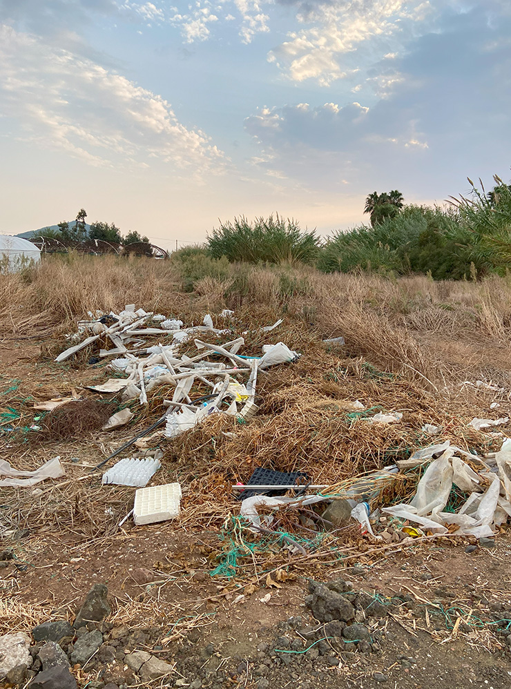 Стихийная свалка бытовых и сельскохозяйственных отходов недалеко от центра деревни