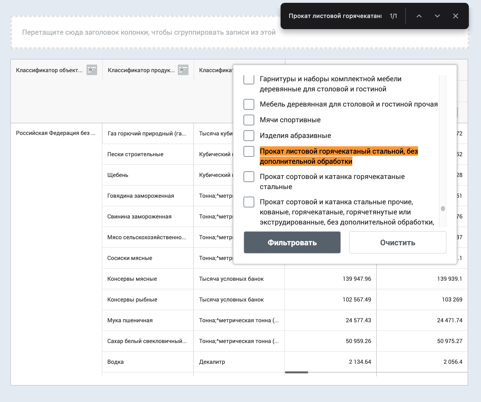Воспользуйтесь Ctrl + F для Windows, Command + F для macOS, чтобы вызвать меню поиска и быстро найти необходимую категорию товара