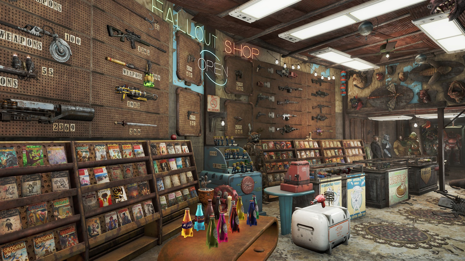 В Fallout 4 можно даже открыть свой магазинчик, но на расстановку предметов придется потратить немало времени. Кадр: Bethesda Softworks