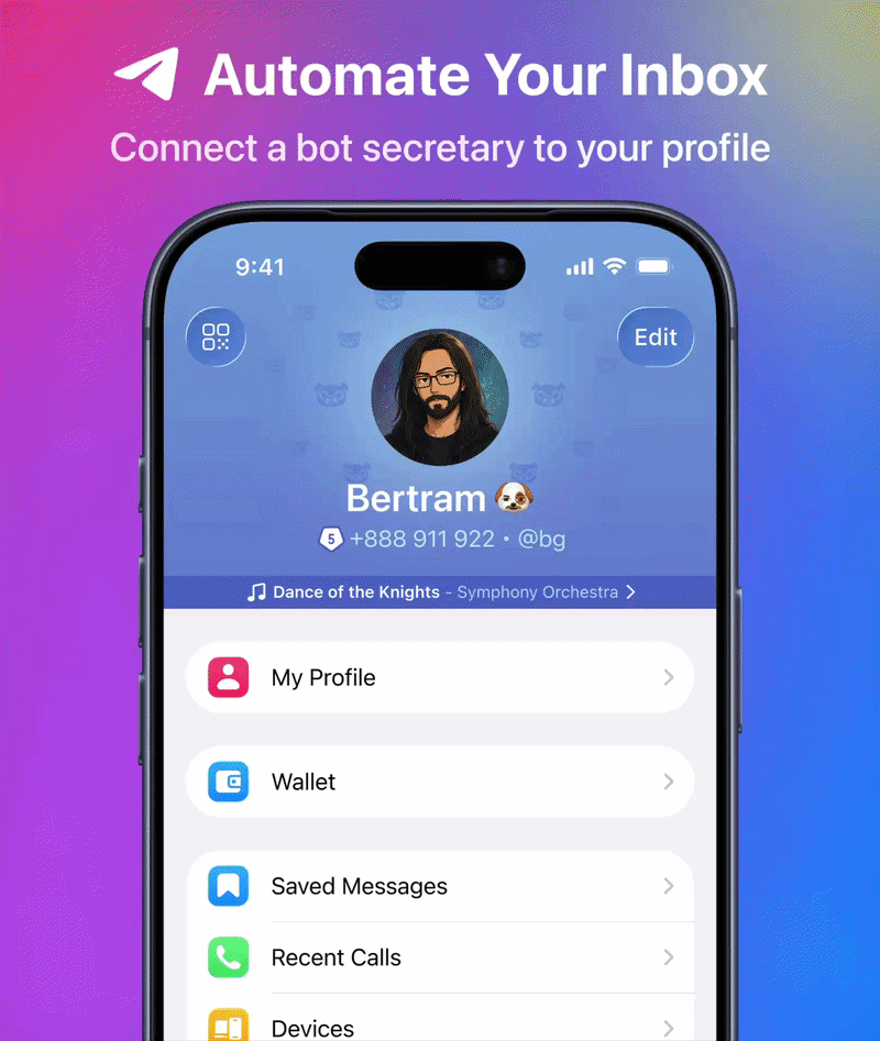 Пример того, как работает автоответчик в личных диалогах «Телеграма». © Pavel Durov / Telegram
