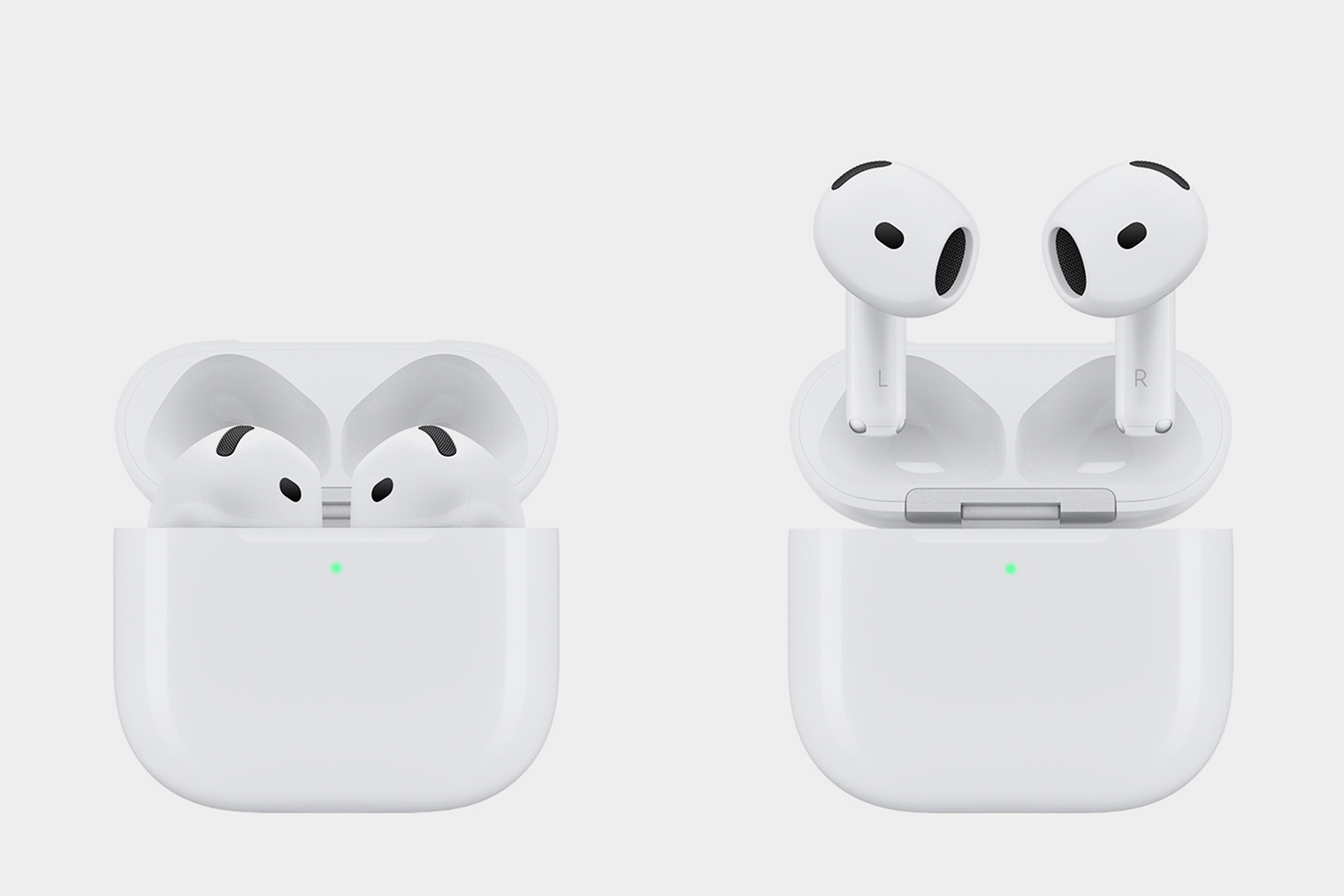 Актуальное поколение AirPods 4 с шумодавом и без. © Apple