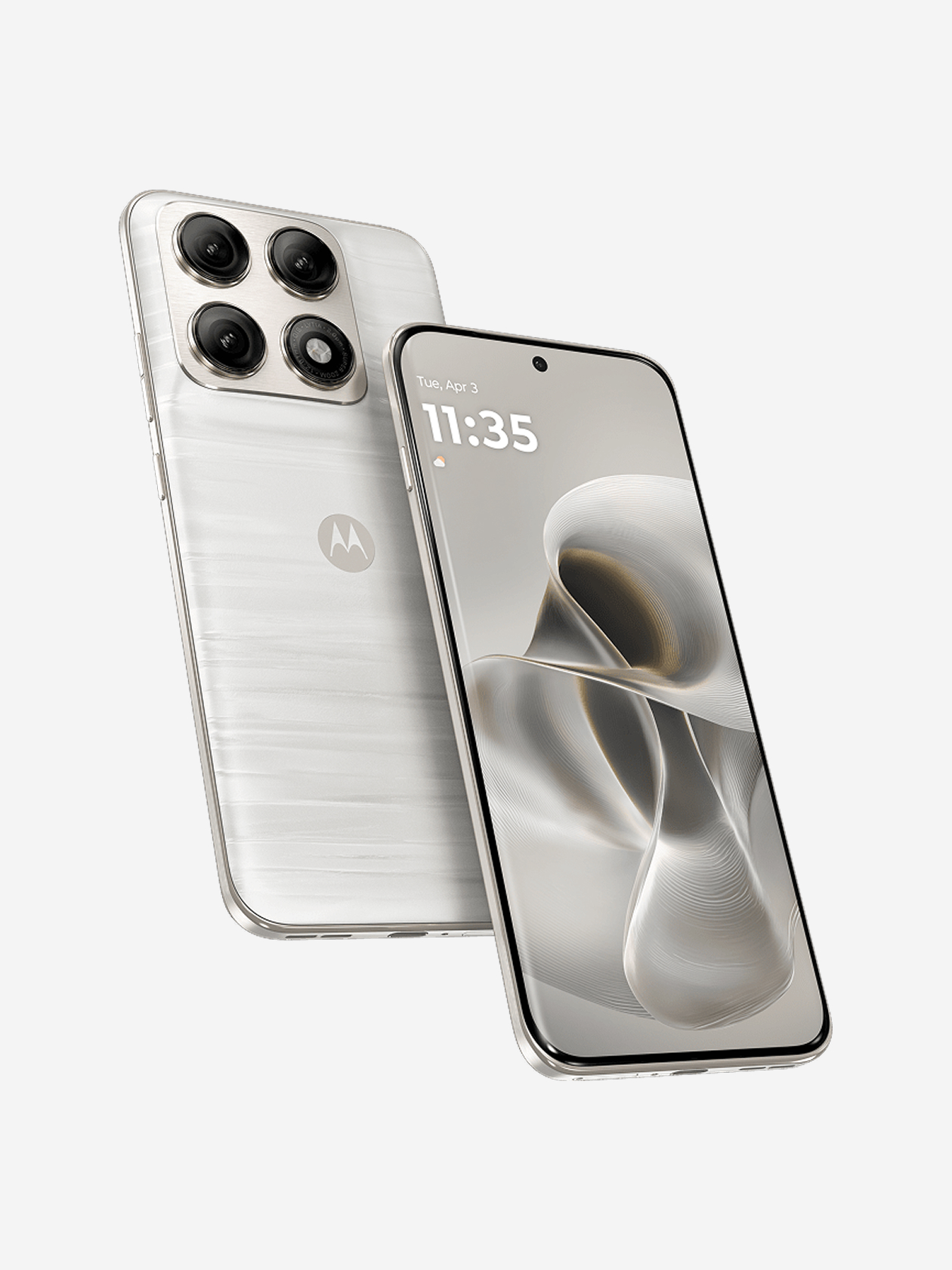 Motorola Edge 70 Pro в белой расцветке. Также доступны классический черный и с оттенком титана