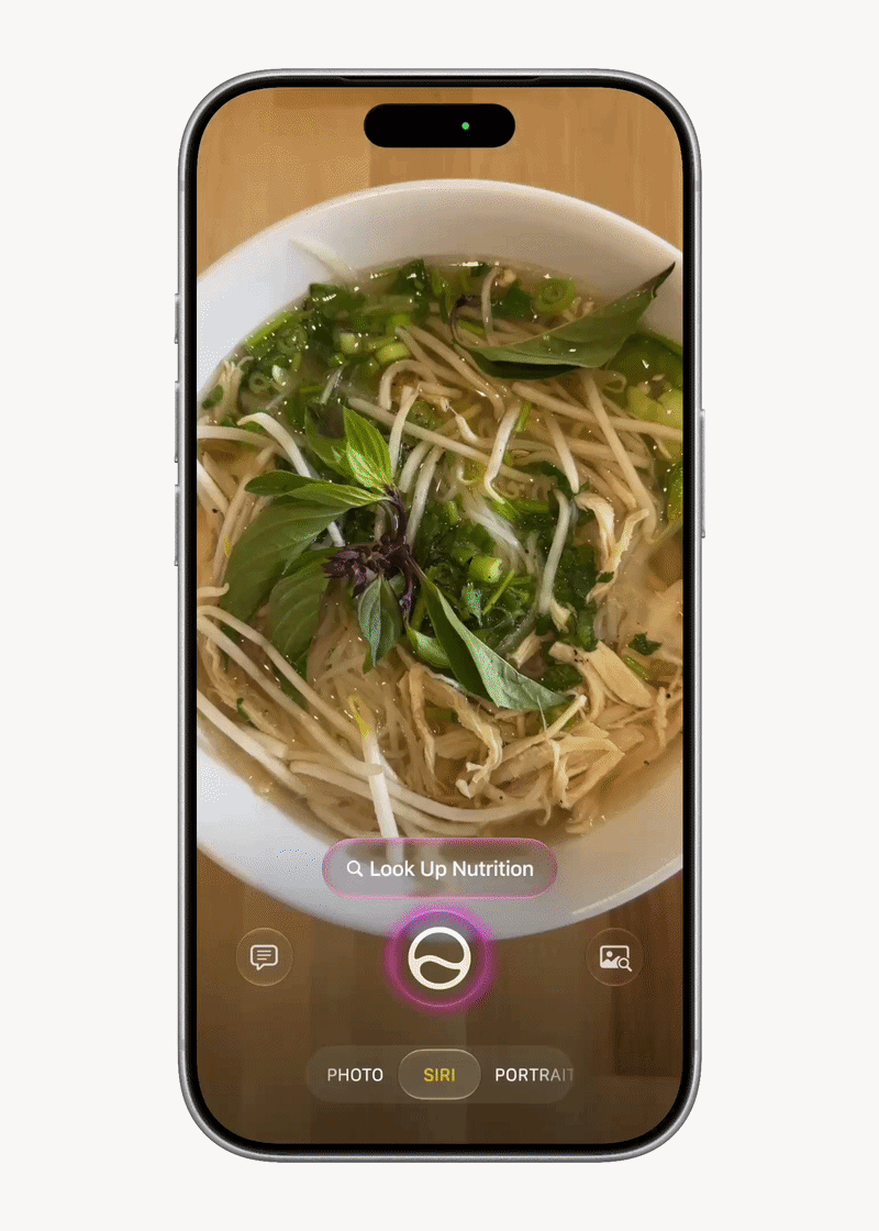 Siri AI оценивает калорийность лапши. © Apple