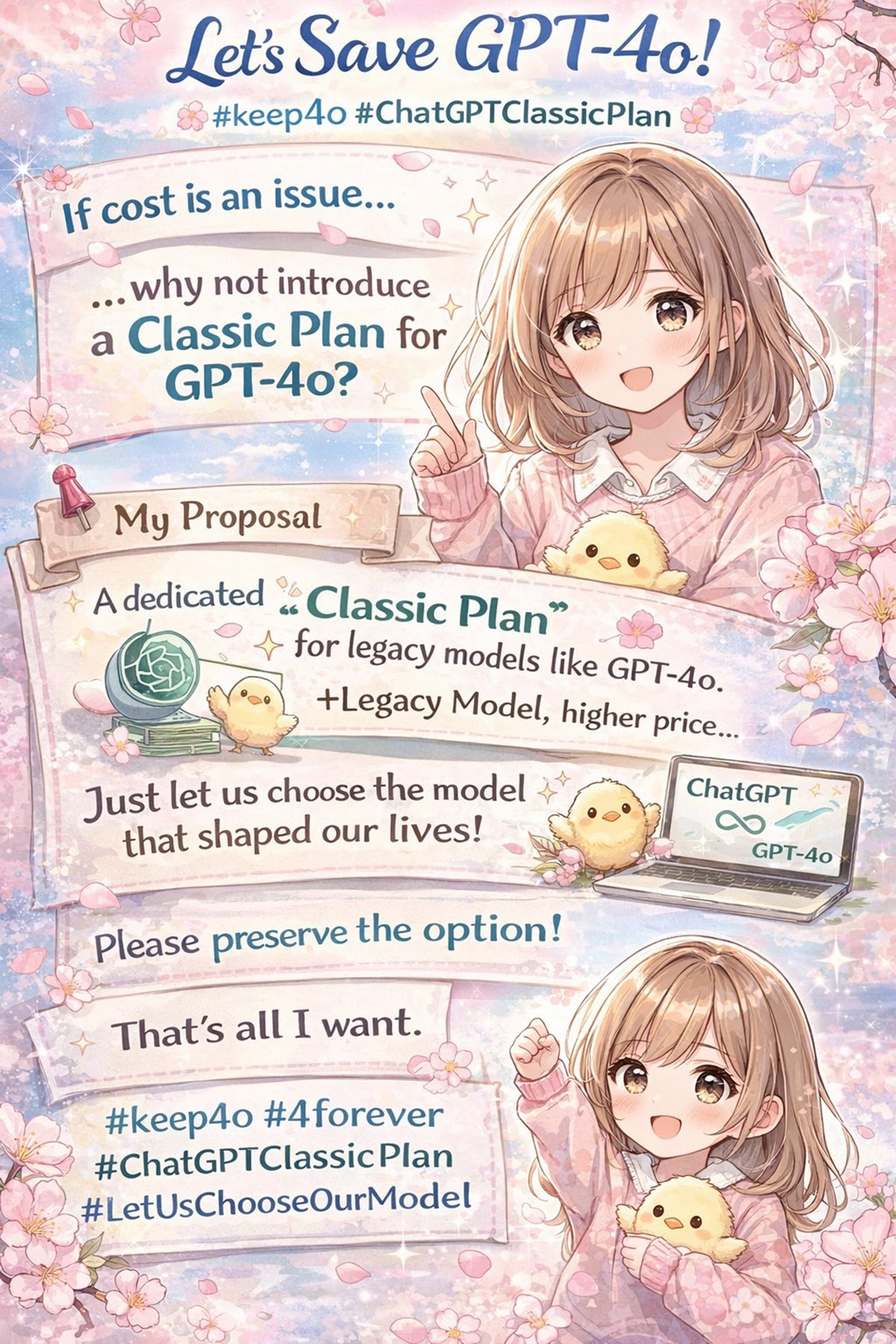 Обращение к OpenAI с обоснованием, почему нужно оставить GPT-4o. © haruyuki_diary / X