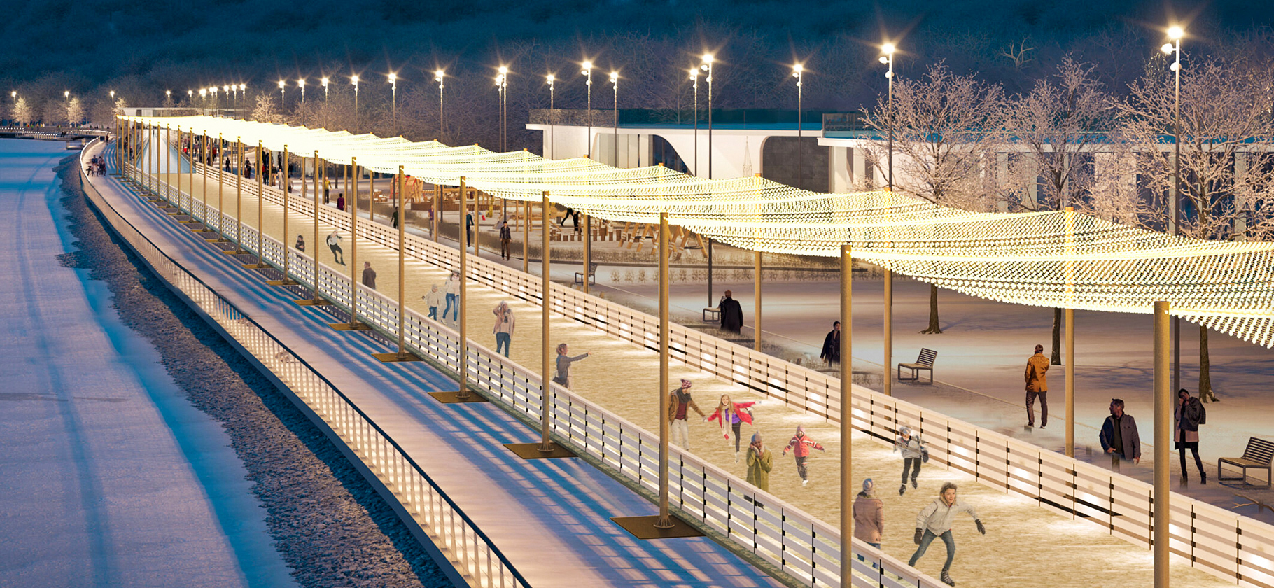 На новой набережной музея-заповедника «Коломенское» в Москве откроют каток длиной 1,7 километра